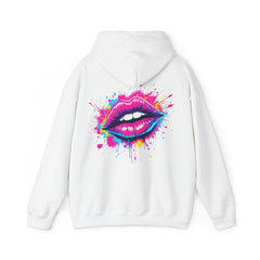 Vibrant Lip Art Hooded Sweatshirt, Statement Hoodie, Graphic Sweatshirt, Gift for Her, Cozy Casual Wear, Birthday Gift