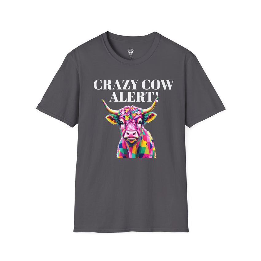 Colorful Cow Alert T-Shirt, Funny Cow Tee, Animal Lover Gift, Quirky Casual Wear, Farm Animal Shirt, Unique Graphic Tee