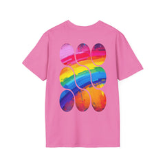 Vibrant Rainbow Softstyle T-Shirt, Unisex Pride Tee, LGBTQ+ Apparel, Colorful Casual Wear, Summer Festival Shirt