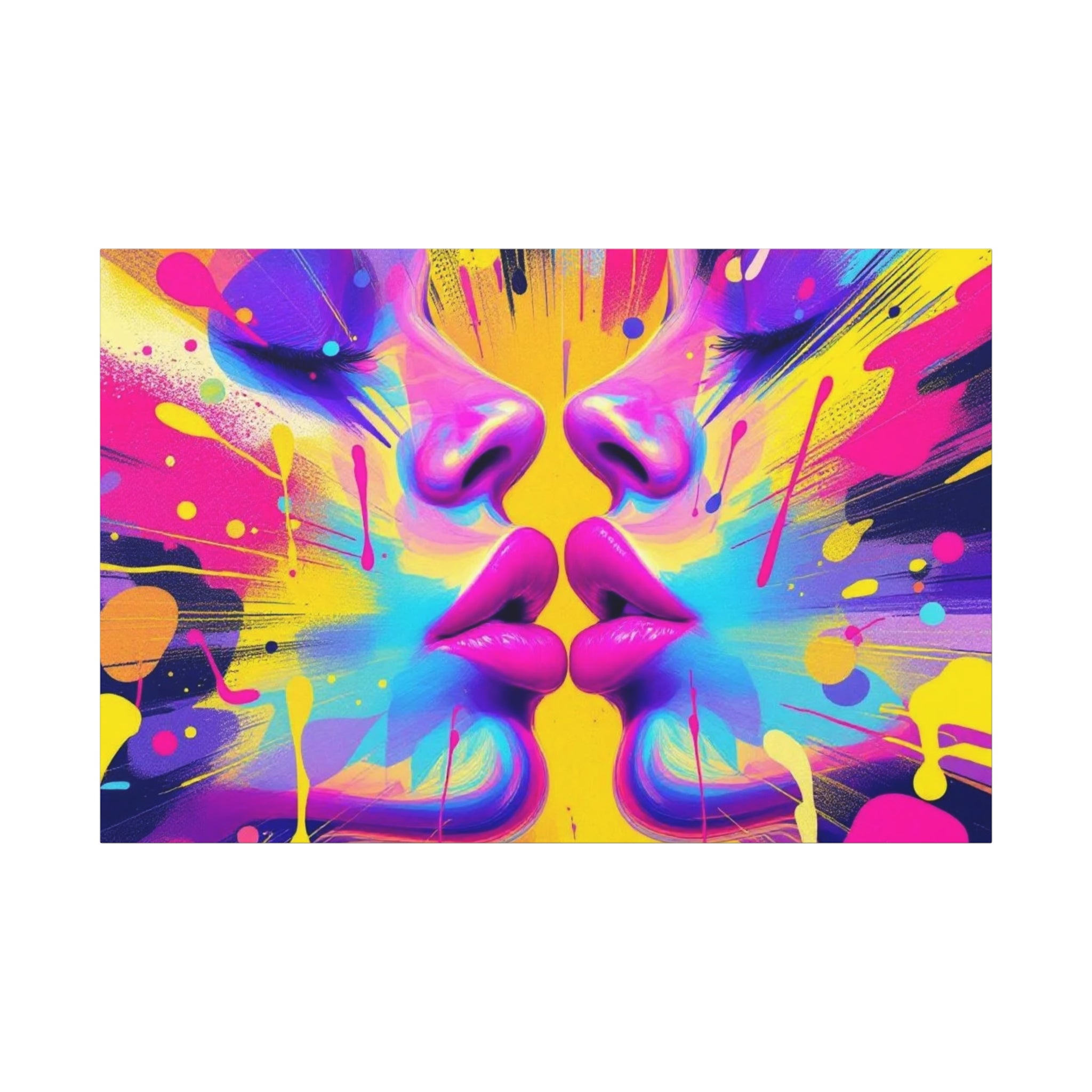 Vibrant Love Canvas Art Wraps, Abstract Wall Decor, Colorful Couples Artwork, Modern Home Decor, Unique Gift for Art Lovers