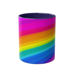 Vibrant Rainbow Two-Tone Coffee Mug - 11oz Colorful Drinkware