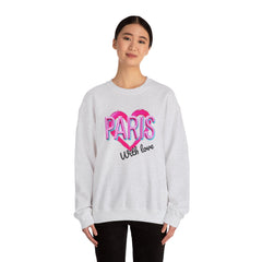 Paris Love Crewneck Sweatshirt, Gift for Her, Cozy Fashion, Travel Souvenir, Valentine's Day, Casual Style