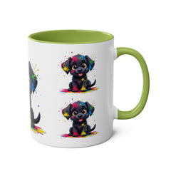 Colorful Puppy Two-Tone Coffee Mug | Cute Dog Lover Gift | Pet-Themed Kitchenware | Birthday Mug | Vibrant Print