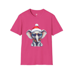 Cute Christmas Elephant T-Shirt, Unisex Holiday Tee, Fun Santa Shirt, Gift for Animal Lovers, Festive Apparel