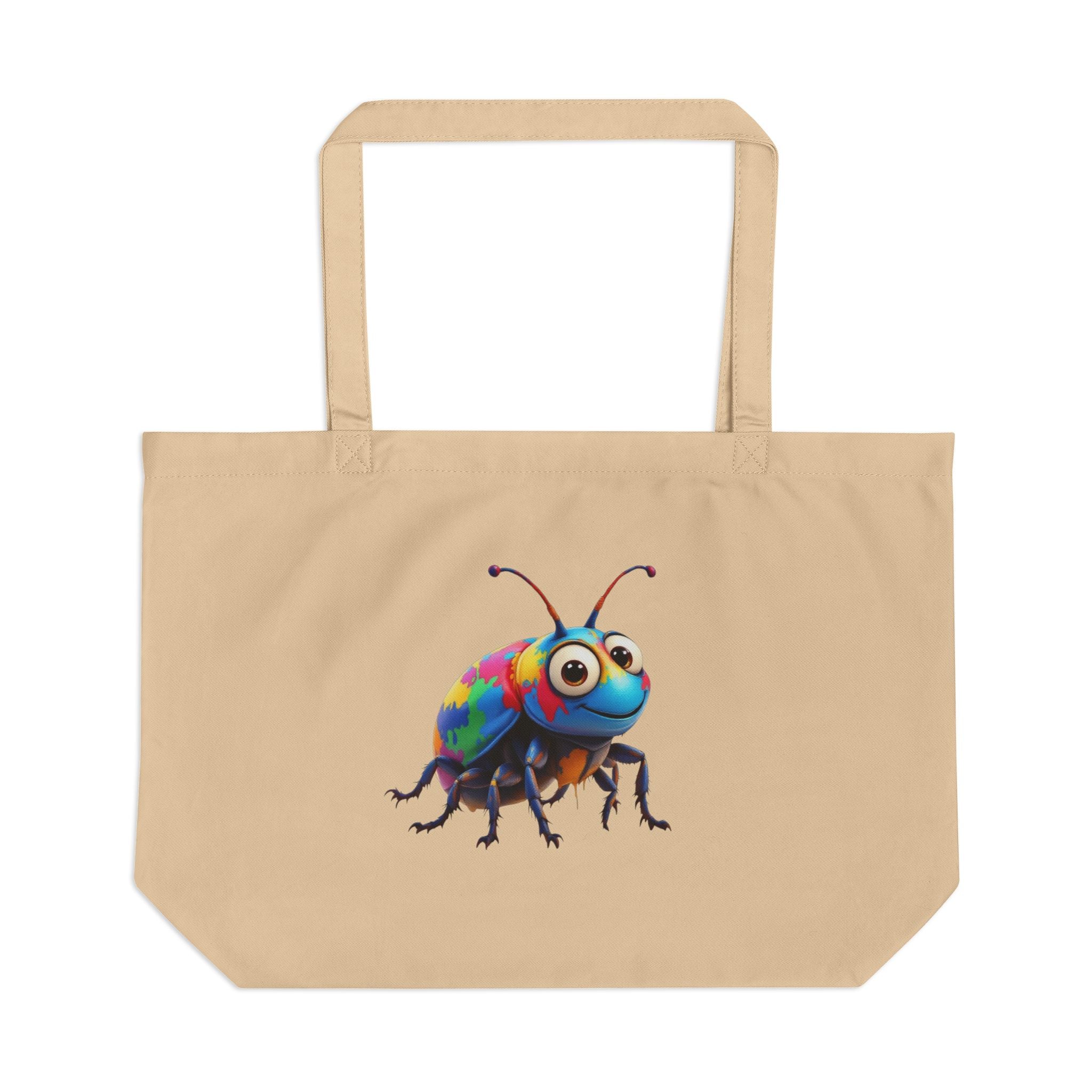 Colorful Bug Eco Tote Bag, Reusable Shopping Bag, Cute Insect Tote, Summer Beach Bag, Gift for Nature Lovers
