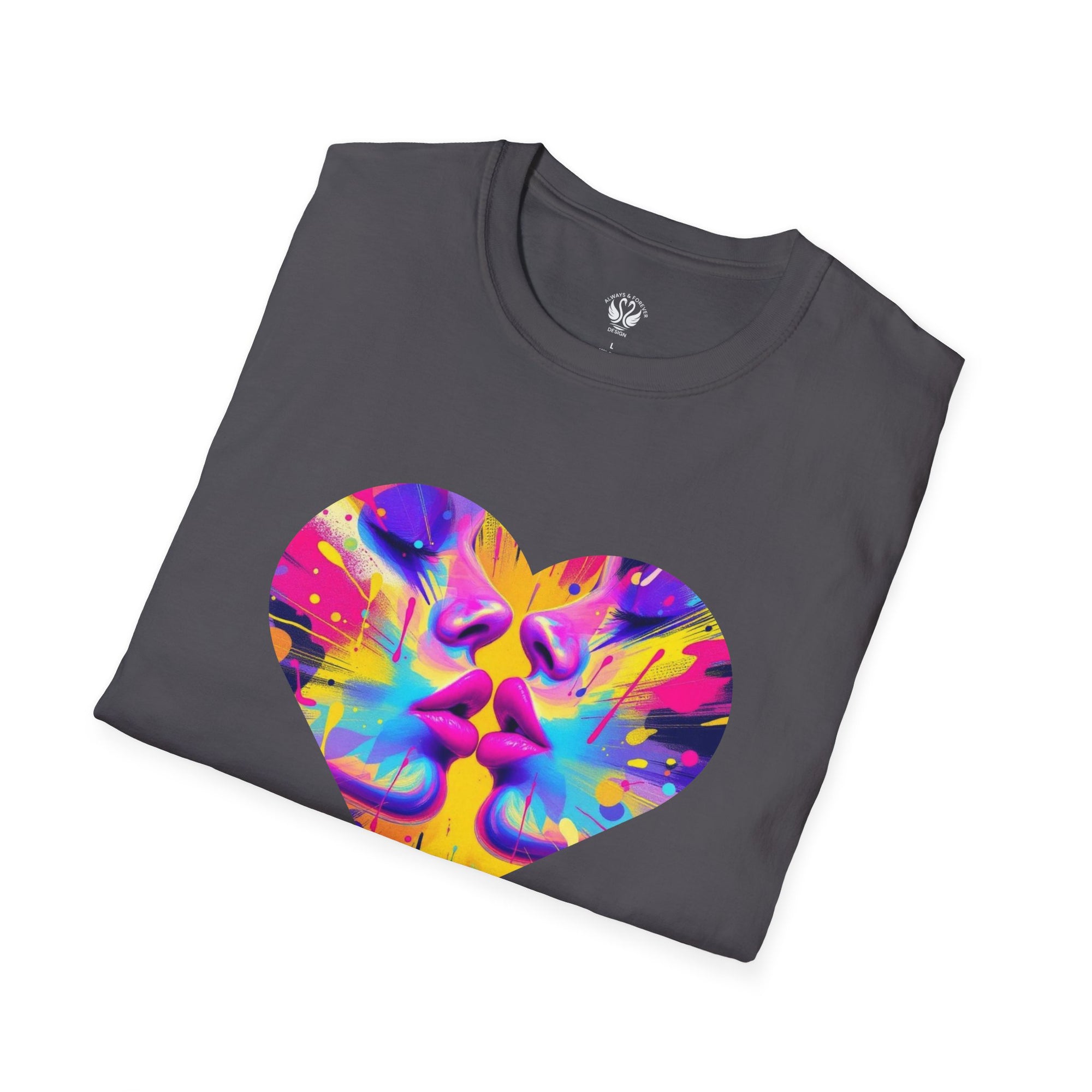Vibrant Heart Art T-Shirt, Colorful Unisex Tee for Couples, Gift for Valentine's Day, Artistic Love Shirt, Casual Everyday Wear