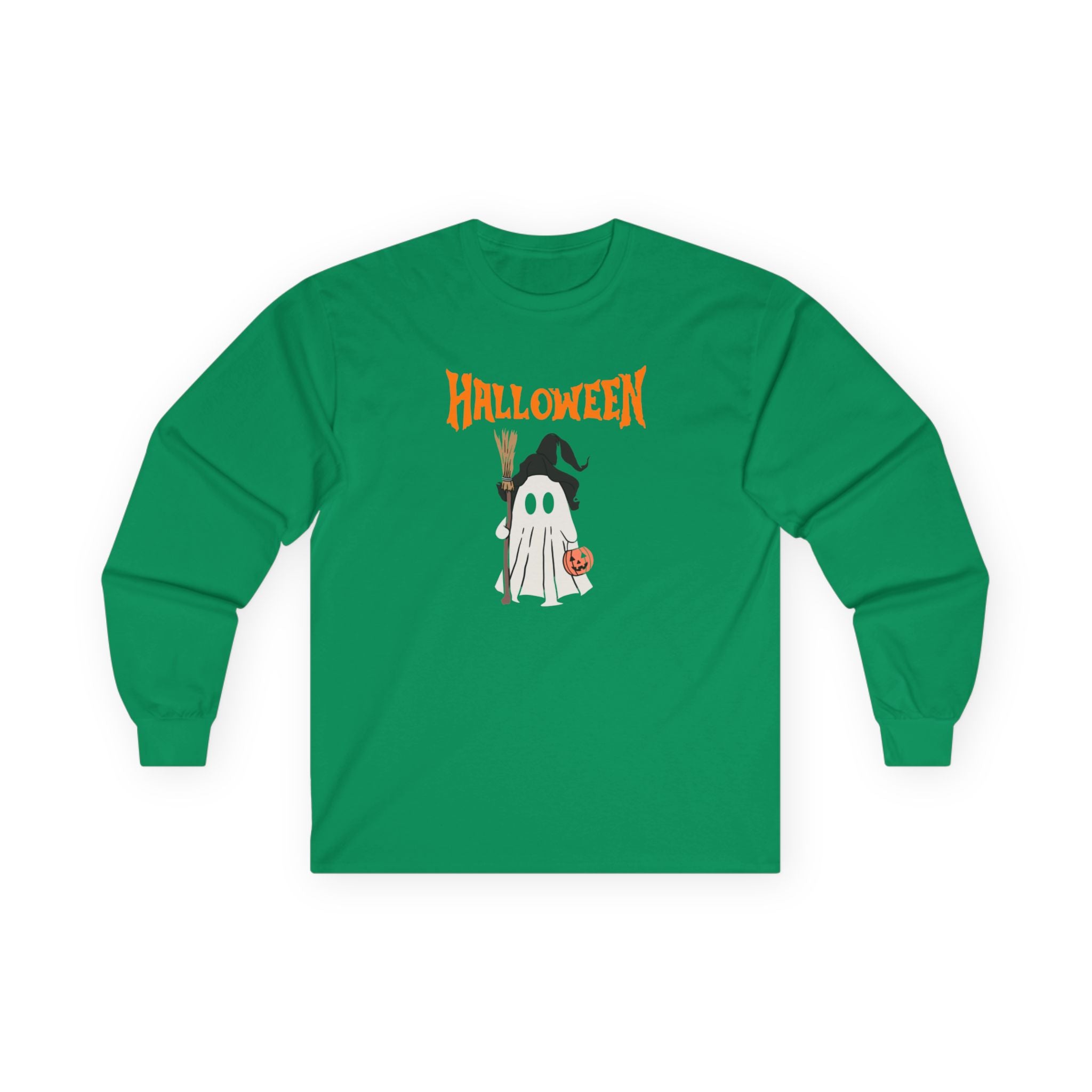 Halloween Ghost Long Sleeve Tee, Spooky Shirt, Unisex Halloween Costume, Fall Apparel, October Celebration Top