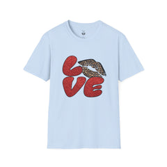 Leopard Love Graphic T-Shirt, Cute Valentine's Day Shirt, Casual Love Tee, Unisex Softstyle Top, Trendy Gift for Her