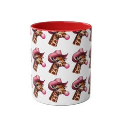 Fun Giraffe Coffee Mug, Whimsical Cup, Red Two-Tone Mug, Cute Gifts, Animal Lover Drinkware, Perfect for Birthdays, Unique Kitchen Decor