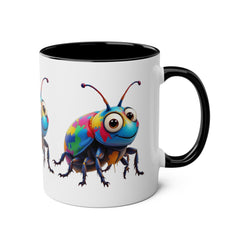 Colorful Beetle Two-Tone Coffee Mug - 11oz Fun and Whimsical Design