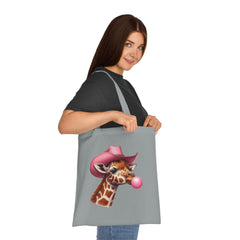 Cowboy Giraffe Cotton Tote Bag | Cute Animal Eco-Friendly Tote | Gift for Animal Lovers, Shopping, Beach, Travel