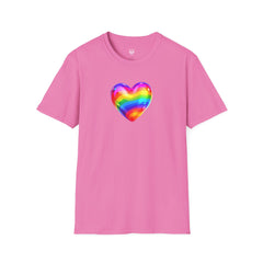 Rainbow Heart Unisex Softstyle T-Shirt, LGBTQ+ Pride Shirt, Colorful Heart Tee, Love Wins Tee, Gift for Him/Her