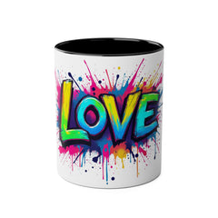 Colorful Love Coffee Mug - 11oz Two-Tone Mug for Valentine's Day & Everyday Joy