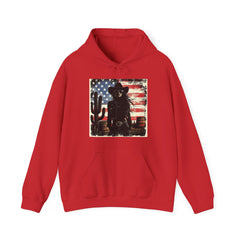 Western Cowboy Hoodie - Unisex Heavy Blend Sweatshirt, American Flag Design, Fashion Statement, Gift for Him, Cozy Apparel