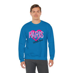 Paris Love Crewneck Sweatshirt, Gift for Her, Cozy Fashion, Travel Souvenir, Valentine's Day, Casual Style
