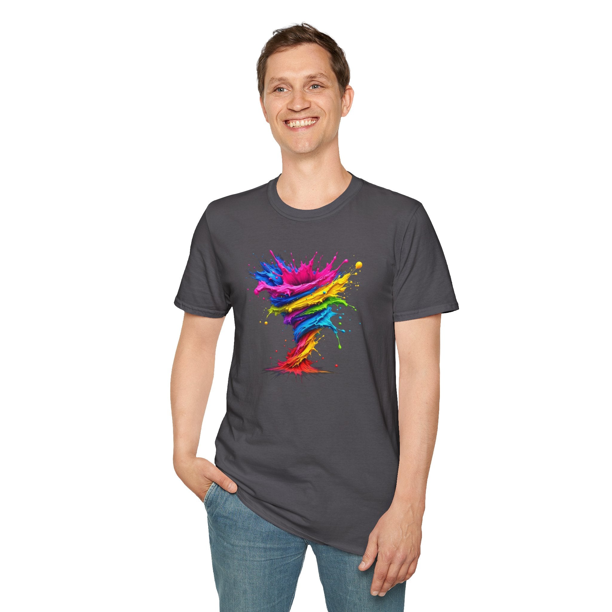 Vibrant Splash Art Tee, Colorful Unisex T-Shirt, Fun Graphic Tee, Summer Festival Top, Gift for Art Lovers, Casual Everyday Wear