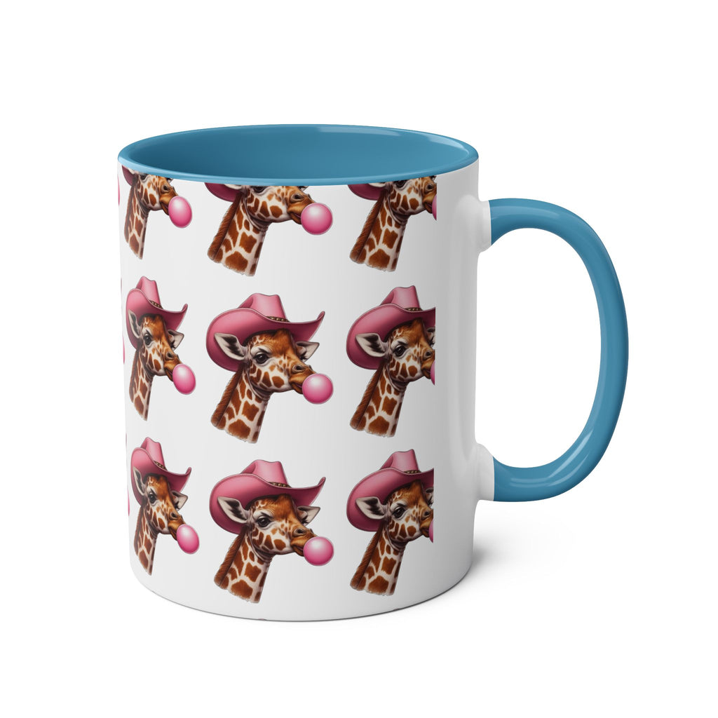 Fun Giraffe Coffee Mug, Whimsical Cup, Red Two-Tone Mug, Cute Gifts, Animal Lover Drinkware, Perfect for Birthdays, Unique Kitchen Decor