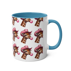 Fun Giraffe Coffee Mug, Whimsical Cup, Red Two-Tone Mug, Cute Gifts, Animal Lover Drinkware, Perfect for Birthdays, Unique Kitchen Decor