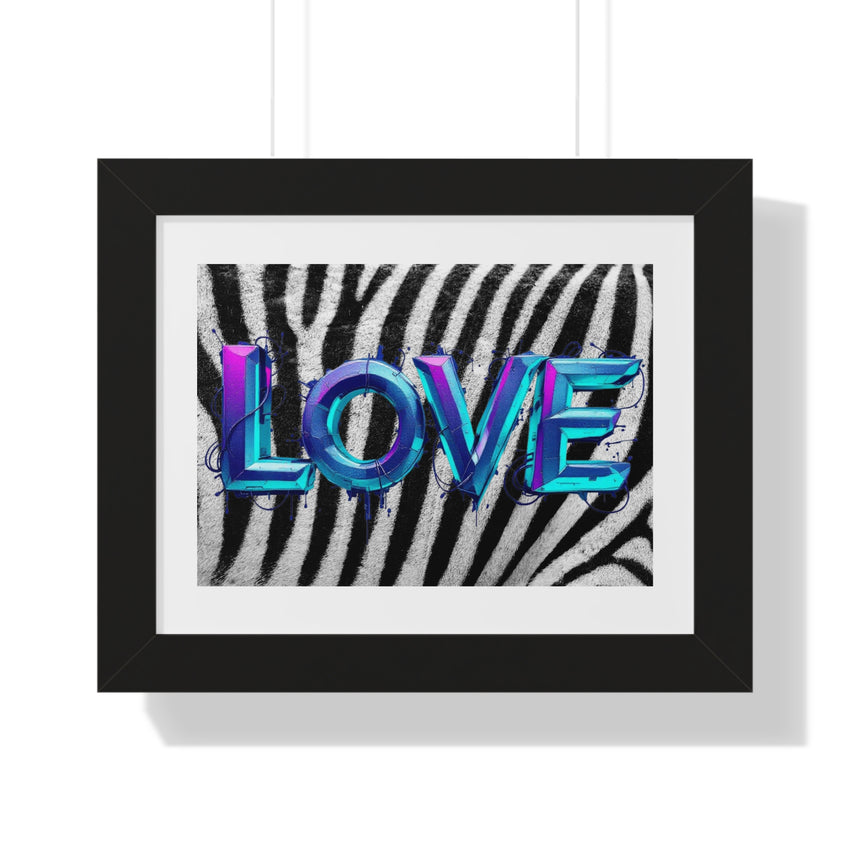Zebra Print Love Poster - Vibrant Framed Wall Art for Home Decor