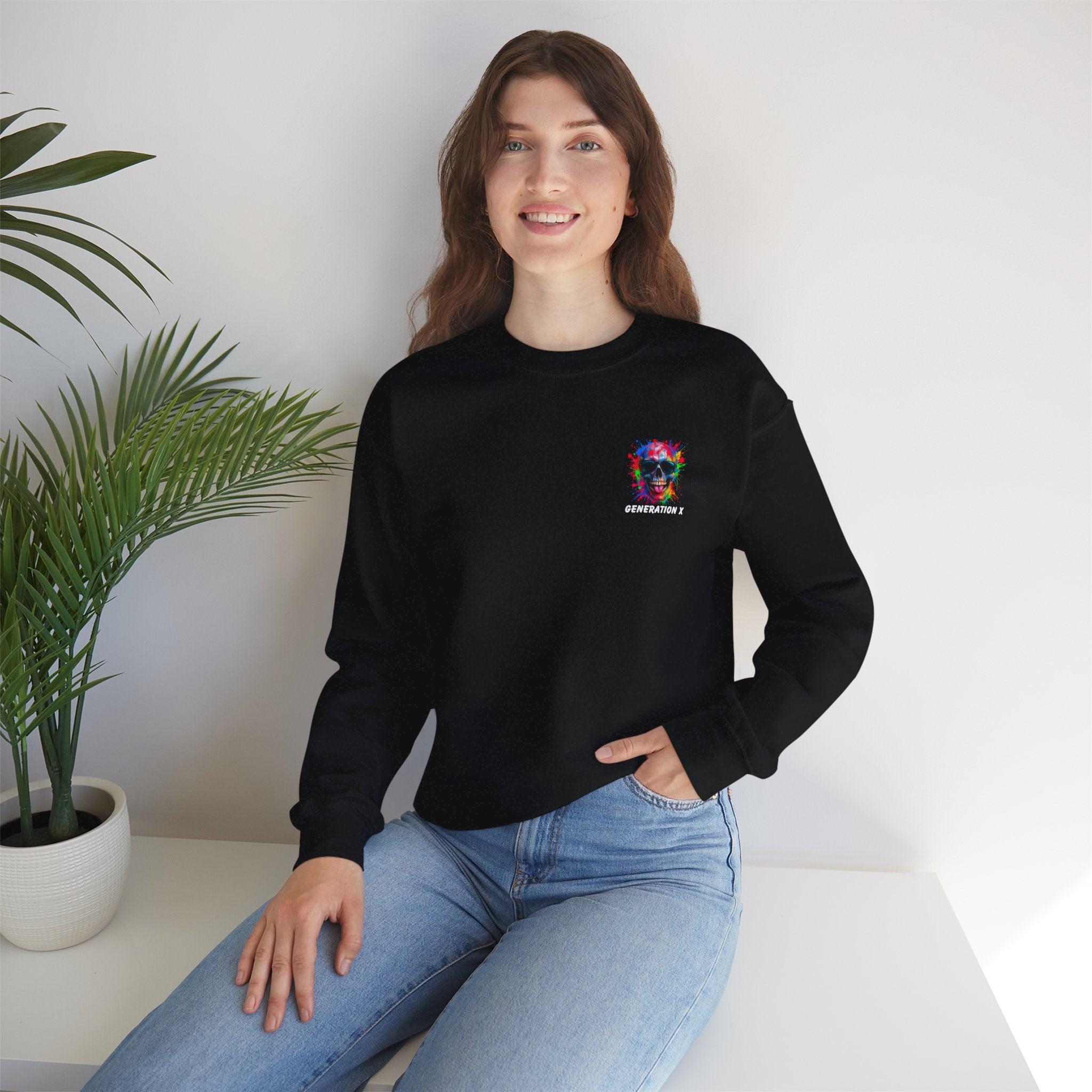 Vibrant Skull Sweatshirt - Unisex Crewneck, Colorful Graphic, Perfect for Casual Wear, Gifts for Friends, Halloween & Parties
