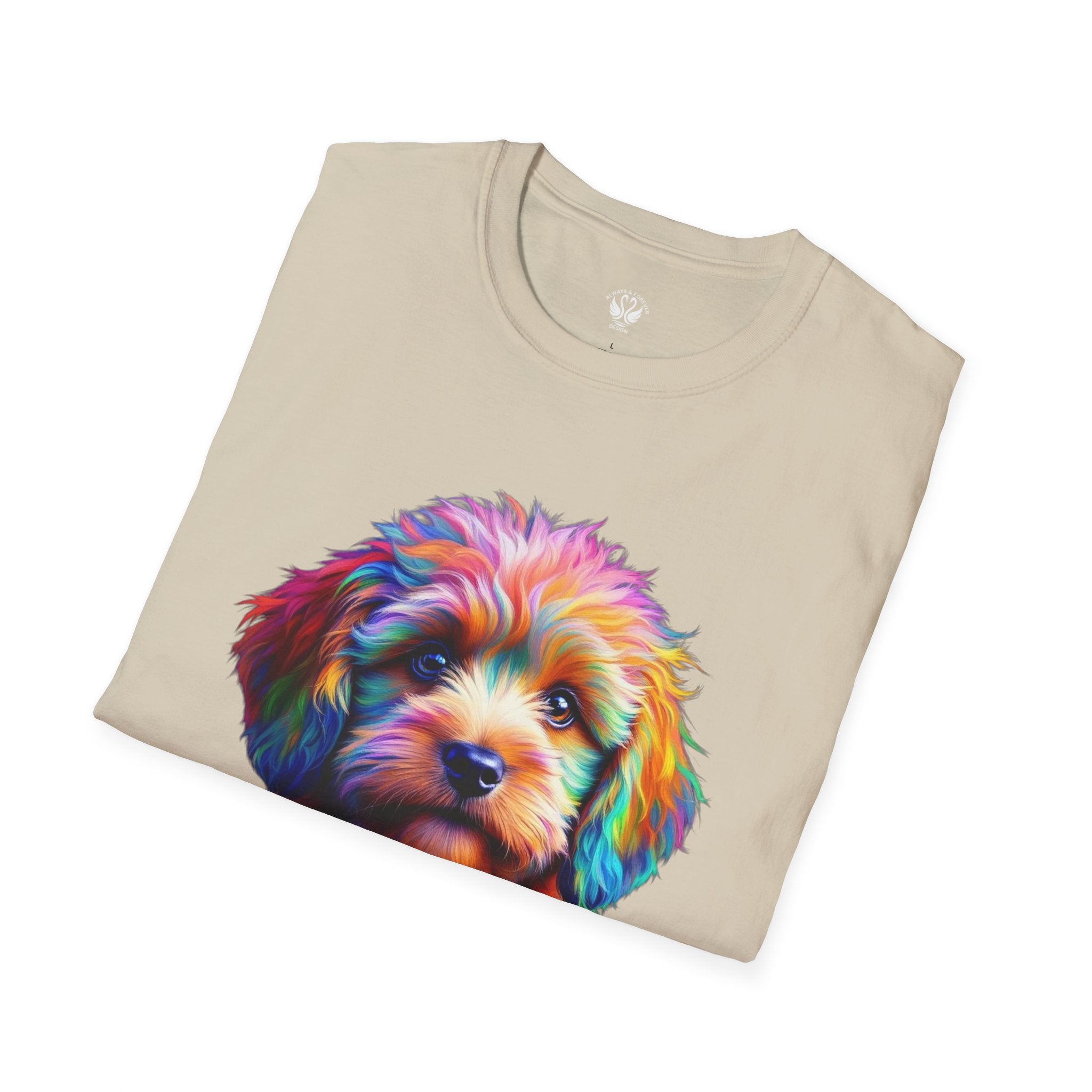 Colorful Puppy Art T-Shirt, Animal Lover Gift, Pet Owner Apparel, Fun Fashion for Dog Lovers, Unique Graphic Tee