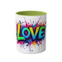 Colorful Love Coffee Mug - 11oz Two-Tone Mug for Valentine's Day & Everyday Joy