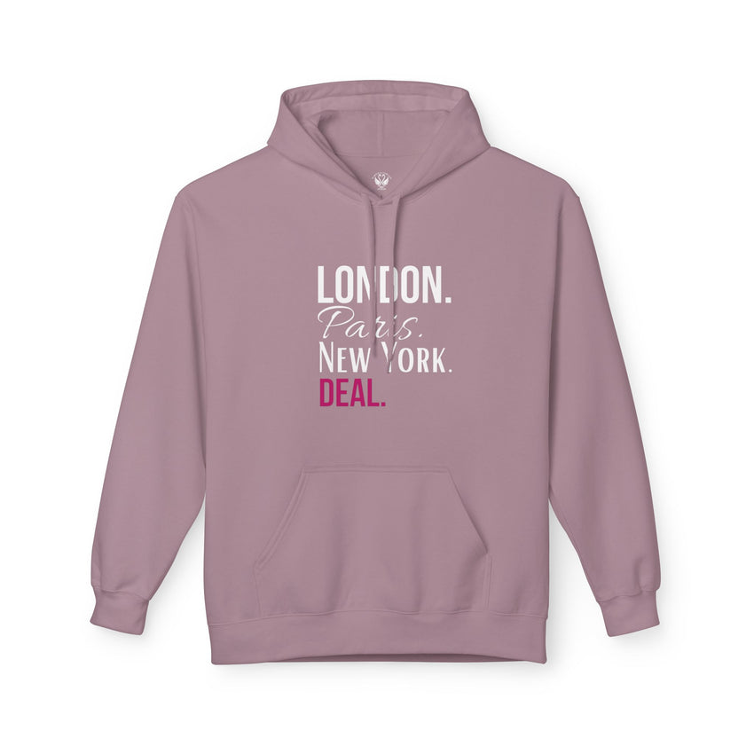Travel-Inspired Unisex Hoodie - London Paris New York Deal, Urban Fashion, Cozy Sweatshirt, Gift for Travelers, Everyday Wear
