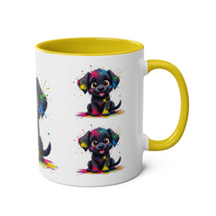 Colorful Puppy Two-Tone Coffee Mug | Cute Dog Lover Gift | Pet-Themed Kitchenware | Birthday Mug | Vibrant Print