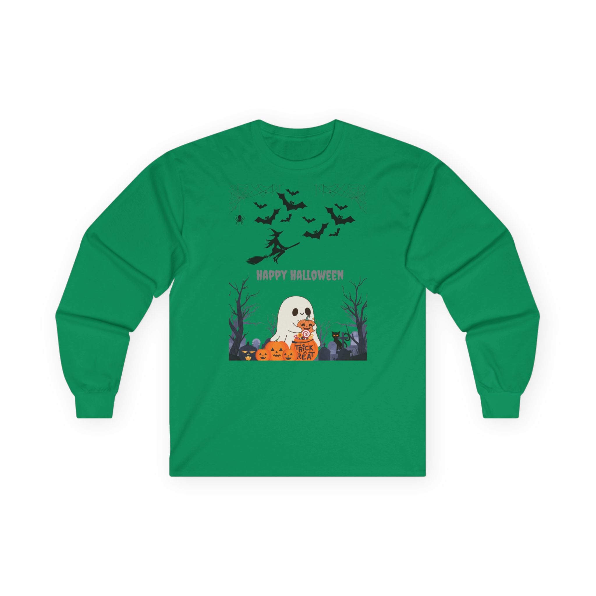 Halloween Long Sleeve Tee, Spooky Shirt, Fall Fashion, Ghost Tee, Pumpkin T-Shirt, Unisex Halloween Apparel