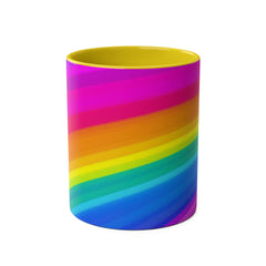 Vibrant Rainbow Two-Tone Coffee Mug - 11oz Colorful Drinkware