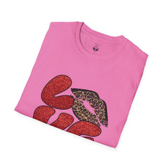 Leopard Love Graphic T-Shirt, Cute Valentine's Day Shirt, Casual Love Tee, Unisex Softstyle Top, Trendy Gift for Her