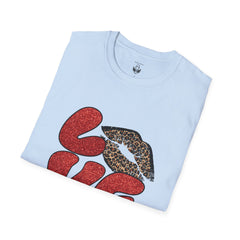 Leopard Love Graphic T-Shirt, Cute Valentine's Day Shirt, Casual Love Tee, Unisex Softstyle Top, Trendy Gift for Her