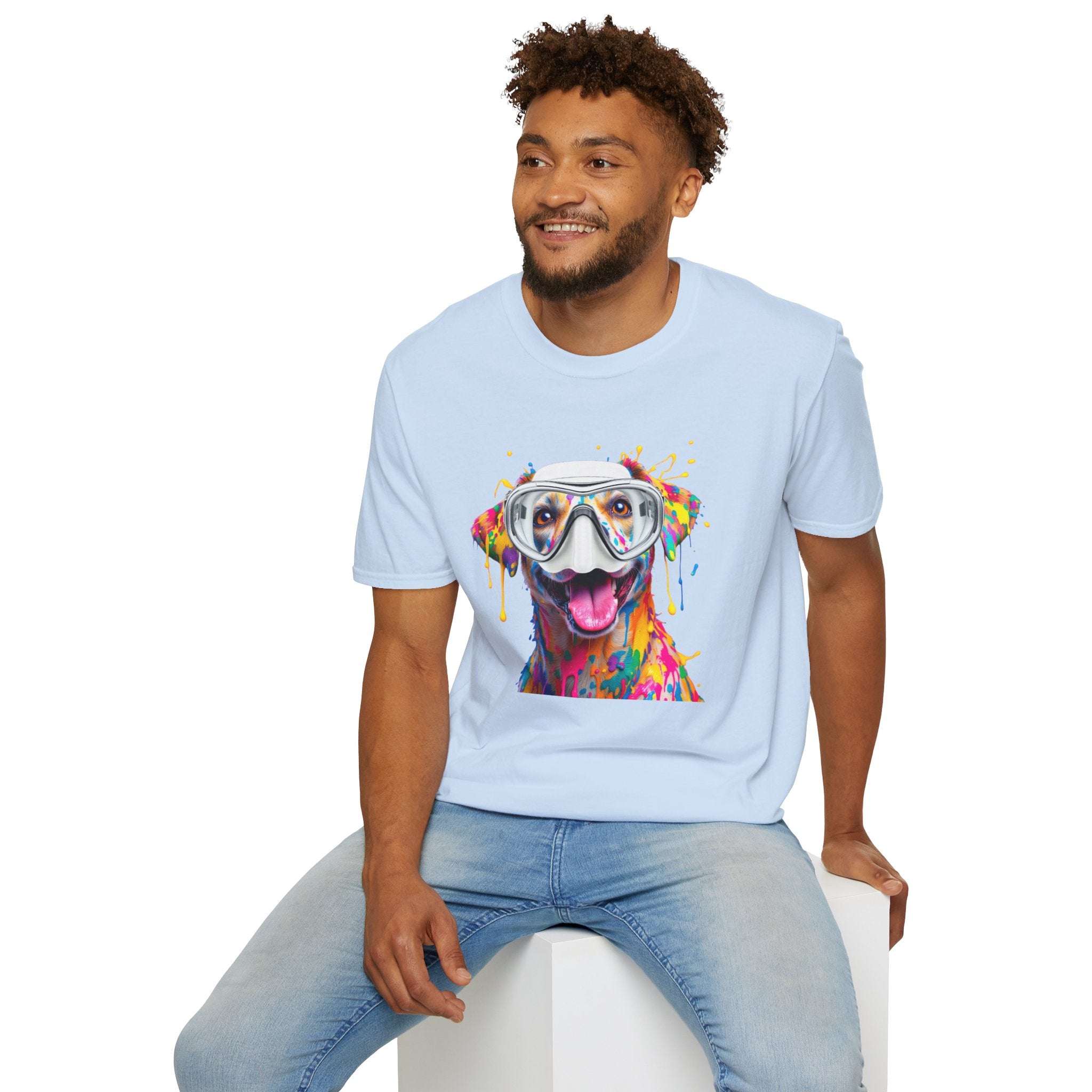 Vibrant Dog Art Unisex T-Shirt – Cute Pet Lover Gift, Animal Artwork Tee, Colorful Dog Graphic Top, Unique Gift for Dog Owners