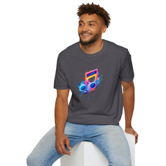 Musical Splash Unisex Softstyle T-Shirt | Gift for Music Lovers, Vibrant Art Tee, Trendy Music Shirt, Birthday Gift, Concert Wear