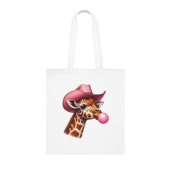Cowboy Giraffe Cotton Tote Bag | Cute Animal Eco-Friendly Tote | Gift for Animal Lovers, Shopping, Beach, Travel