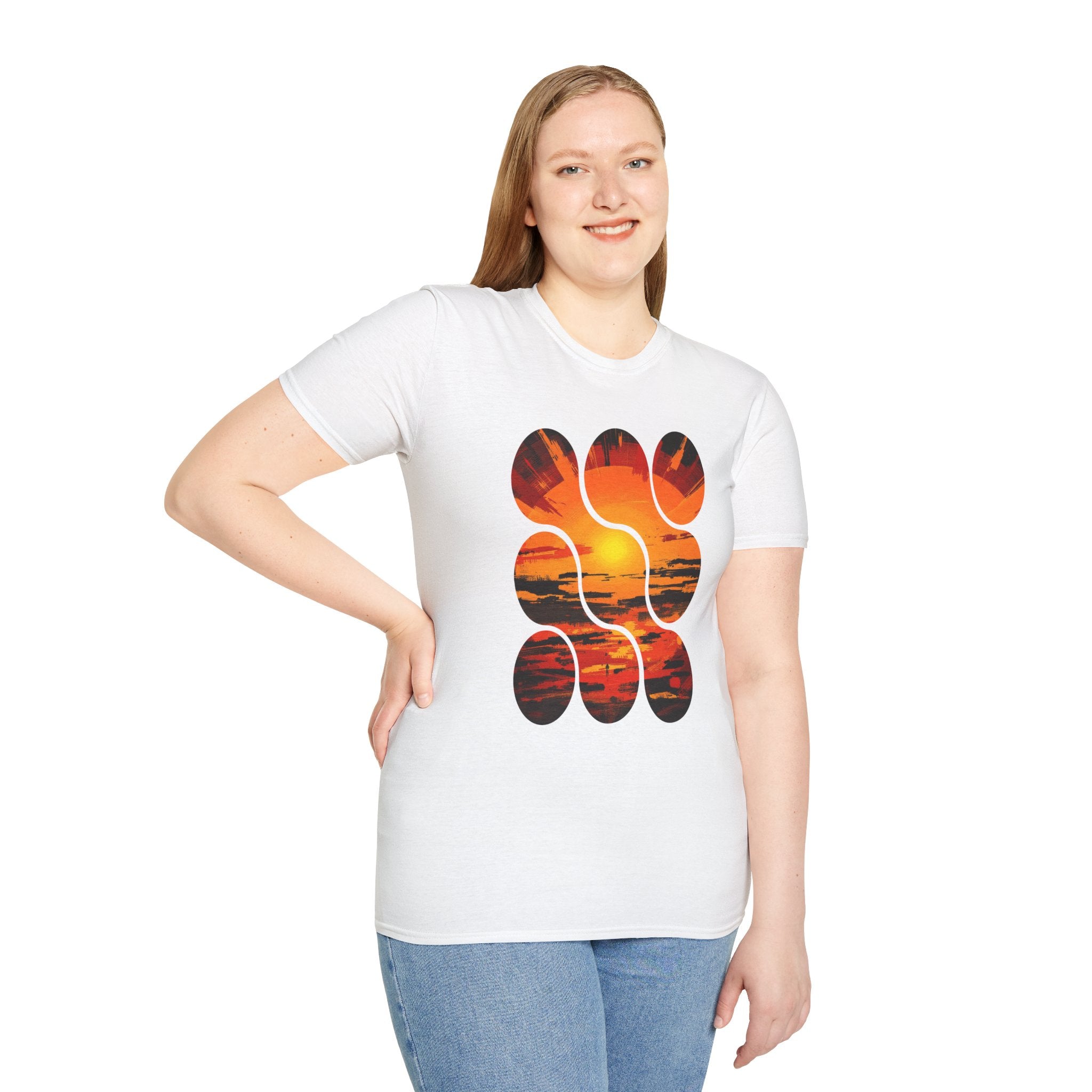 Sunset Inspired Unisex T-Shirt, Colorful Graphic Tee, Retro Summer Apparel, Gift for Friends, Casual Weekend Wear