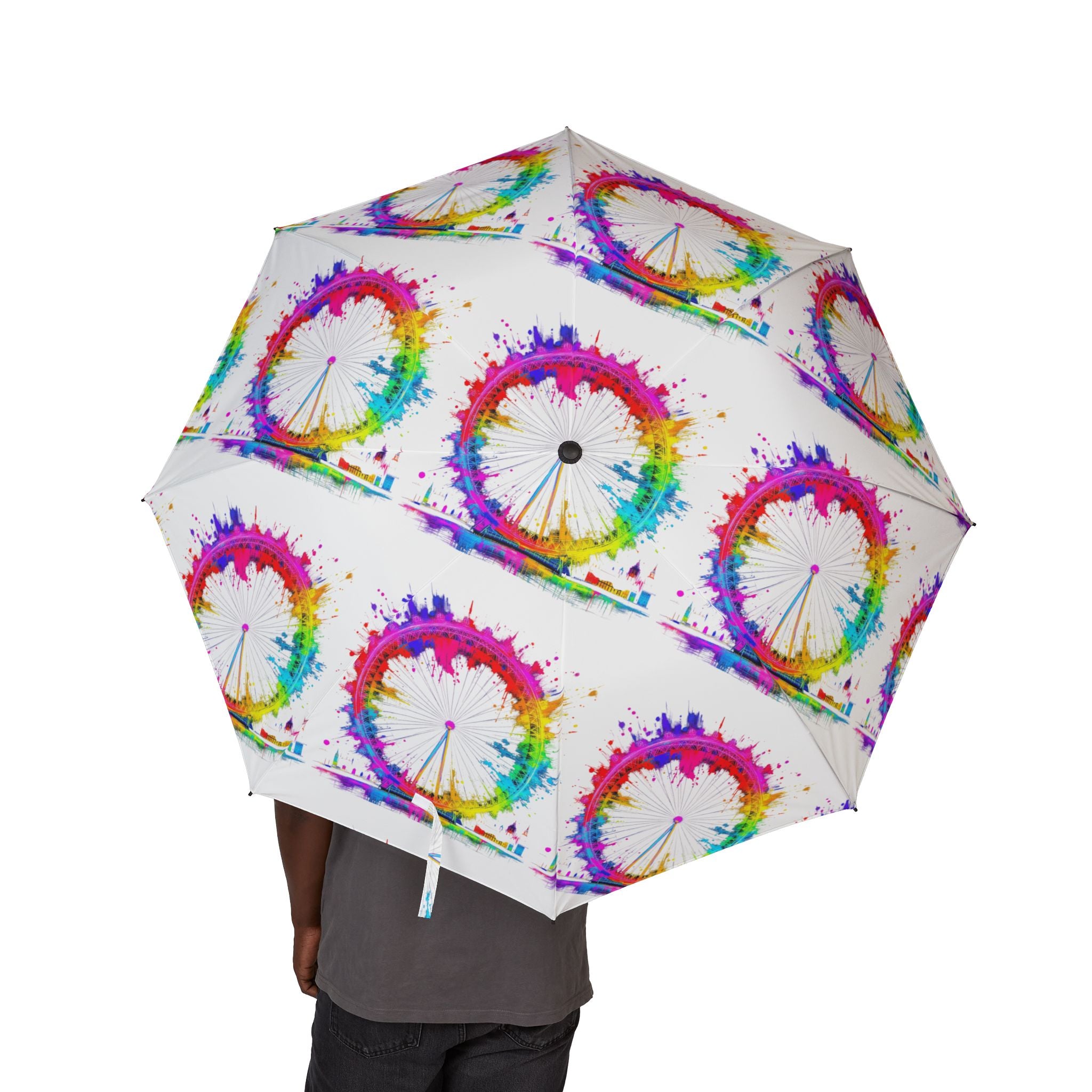Vibrant Art Umbrella - Semi-Automatic Foldable Design for Rainy Days