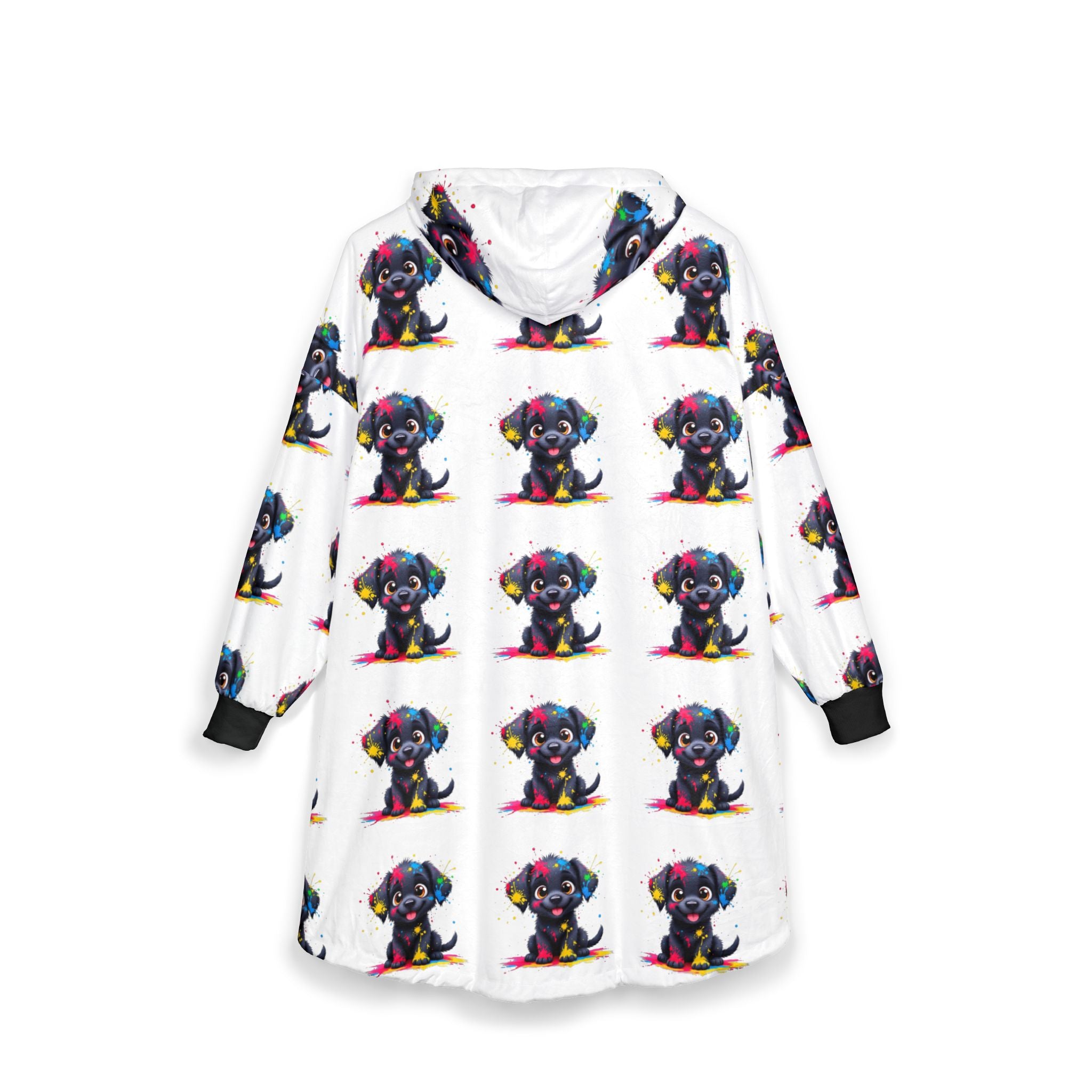 Unisex Cute Puppy Cozy Hooded Blanket with Colorful Dog Design - Perfect for Dog Lovers