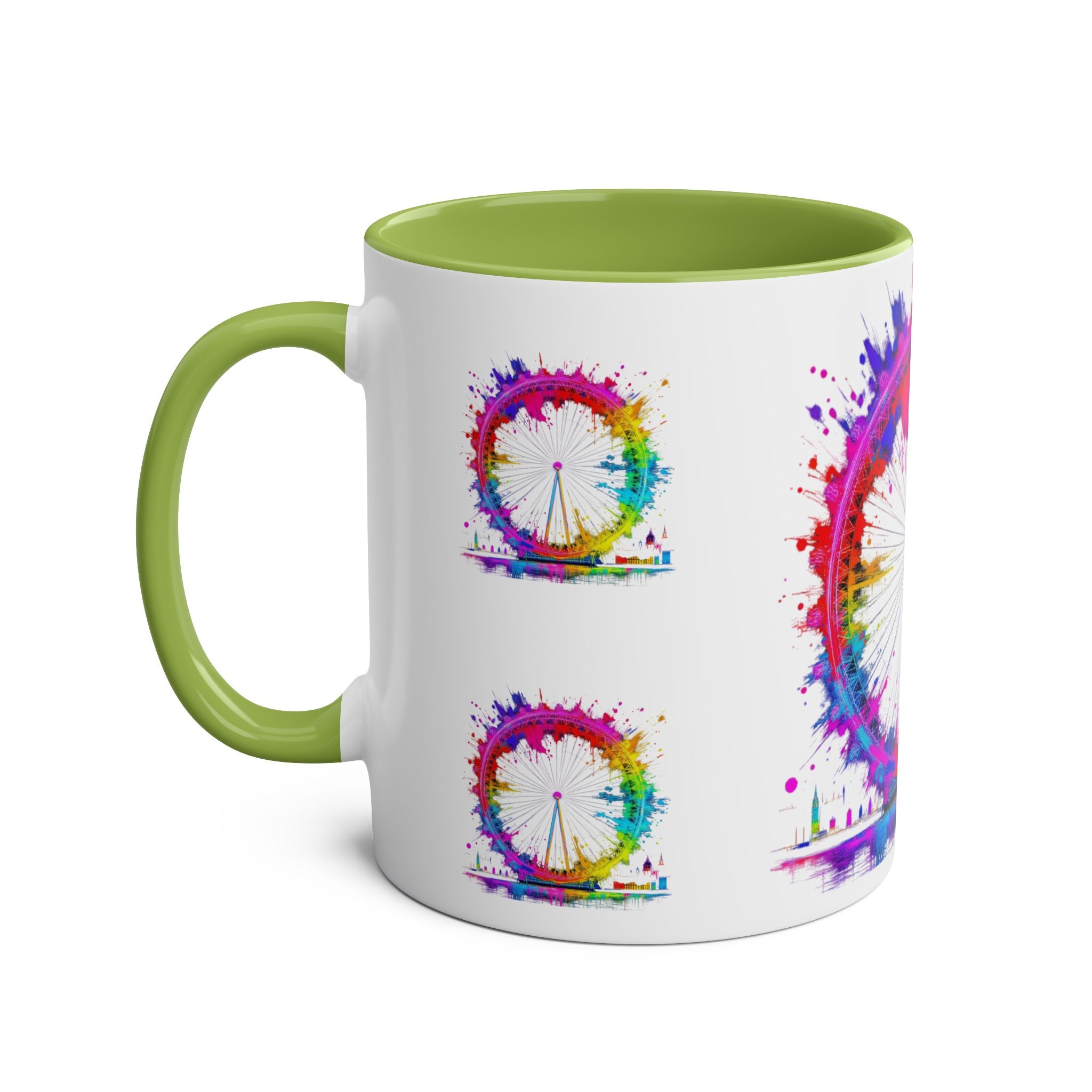 Colorful Cityscape Two-Tone Coffee Mug | Fun Gift, Home Decor, Artistic Mug, Coffee Lover's Gift, Office Essentials