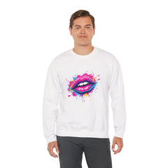 Colorful Kiss Graphic Unisex Crewneck Sweatshirt, Trendy Streetwear, Gift for Her, Cozy Fashion, Valentine's Day, Birthday Gift