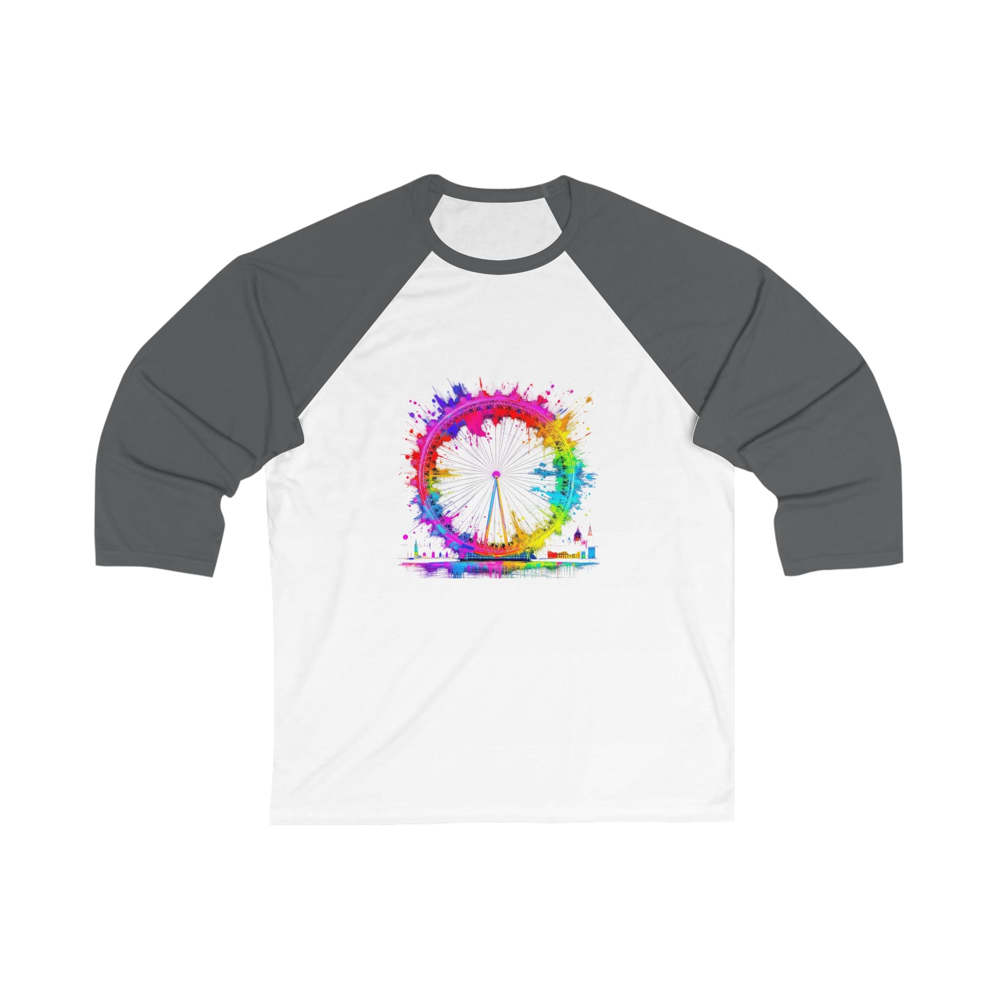 Colorful Ferris Wheel Baseball Tee - Fun Casual Shirt for Festivals, Summer Events, Gifts for Friends, Outdoor Adventures, Unisex Style