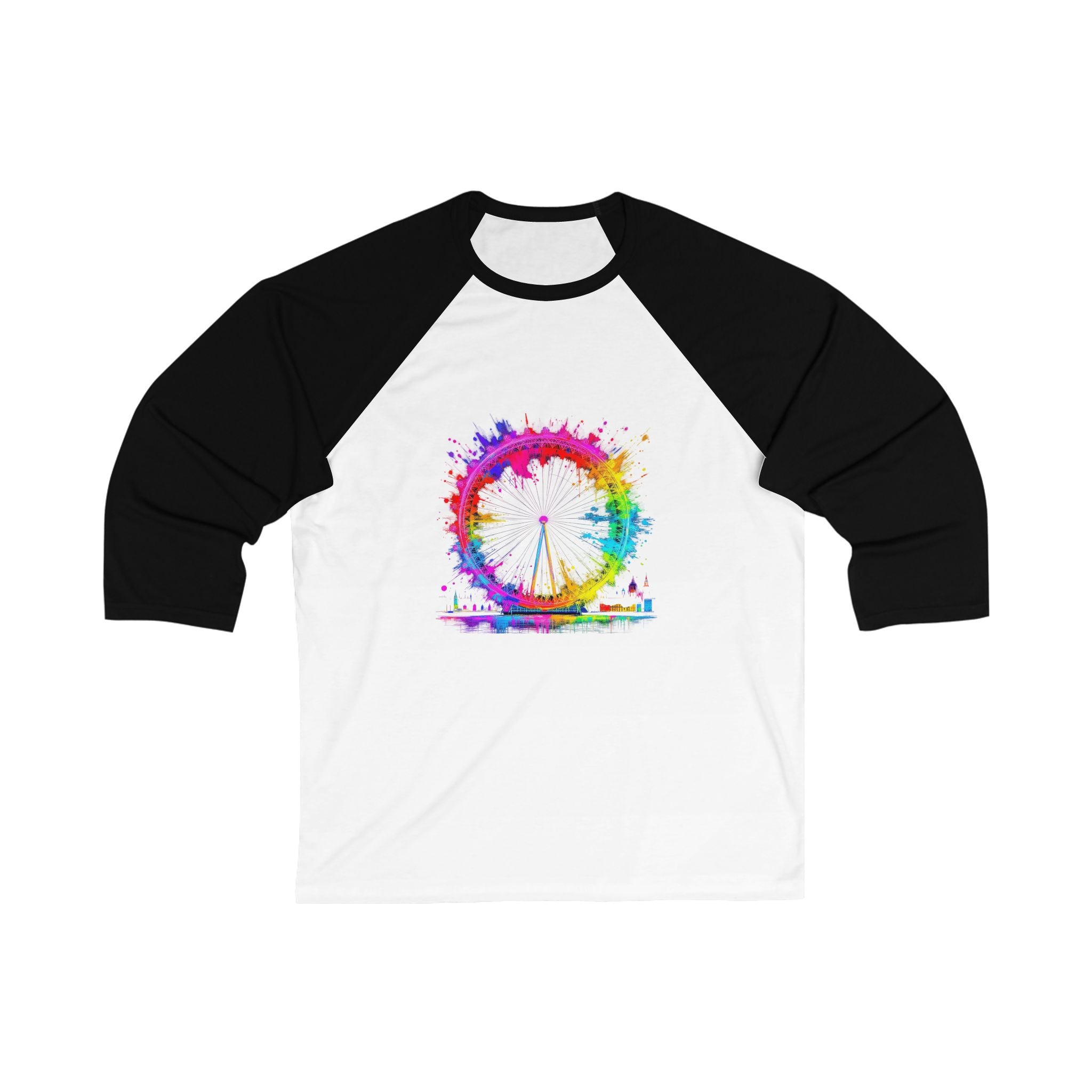 Colorful Ferris Wheel Baseball Tee - Fun Casual Shirt for Festivals, Summer Events, Gifts for Friends, Outdoor Adventures, Unisex Style