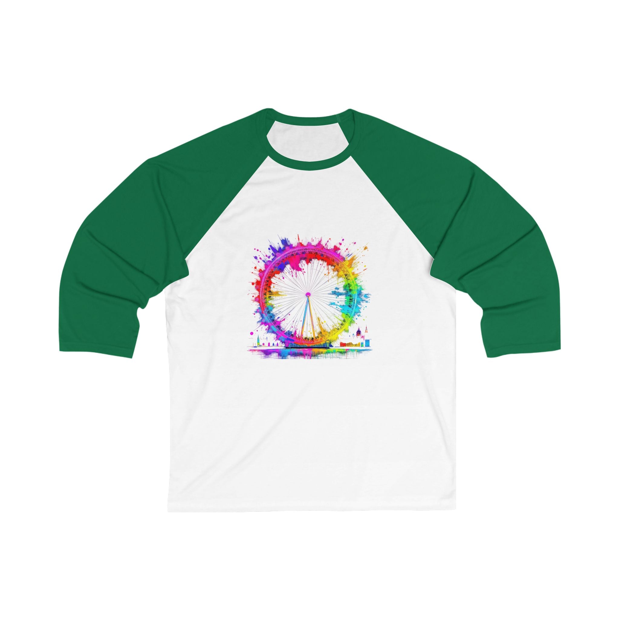 Colorful Ferris Wheel Baseball Tee - Fun Casual Shirt for Festivals, Summer Events, Gifts for Friends, Outdoor Adventures, Unisex Style
