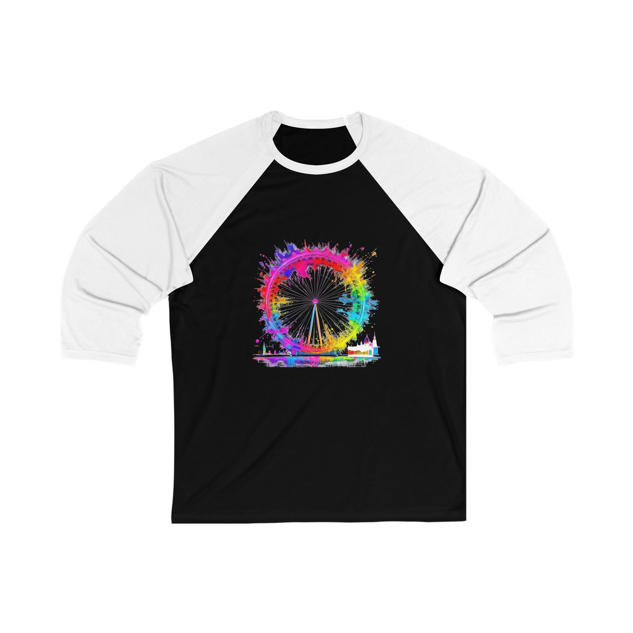 Colorful Ferris Wheel Baseball Tee - Fun Casual Shirt for Festivals, Summer Events, Gifts for Friends, Outdoor Adventures, Unisex Style