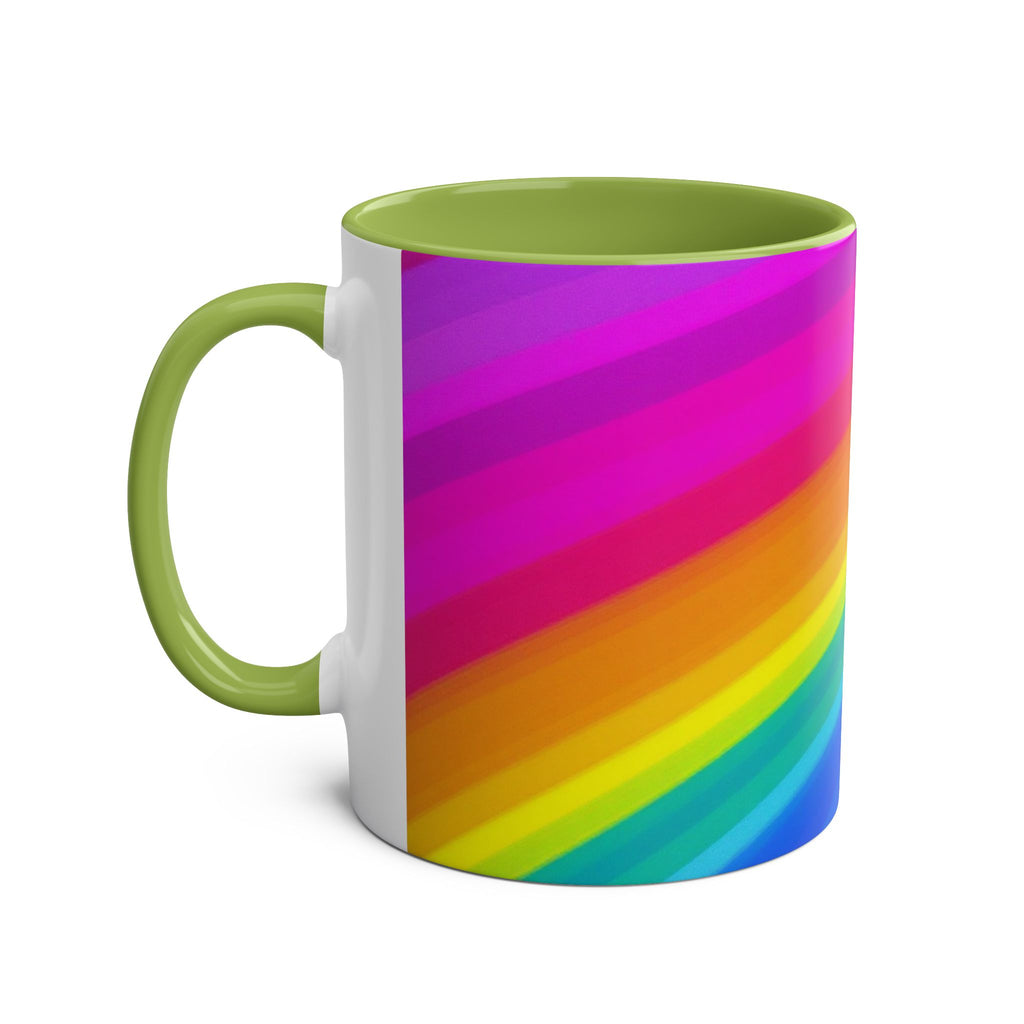 Vibrant Rainbow Two-Tone Coffee Mug - 11oz Colorful Drinkware