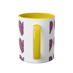 Pink Leopard Hearts Two-Tone Coffee Mug - 11oz - Perfect for Valentine's Day and Gift Giving