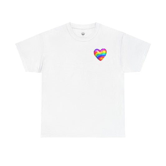 Rainbow Heart Unisex Heavy Cotton Tee - Vibrant LGBT Pride T-Shirt