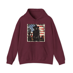 Western Cowboy Hoodie - Unisex Heavy Blend Sweatshirt, American Flag Design, Fashion Statement, Gift for Him, Cozy Apparel