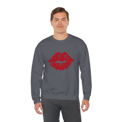 Romantic Lip Print Crewneck Sweatshirt | Perfect Gift for Her | Cozy Casual Wear, Valentine's Day, Birthday, Self-Care