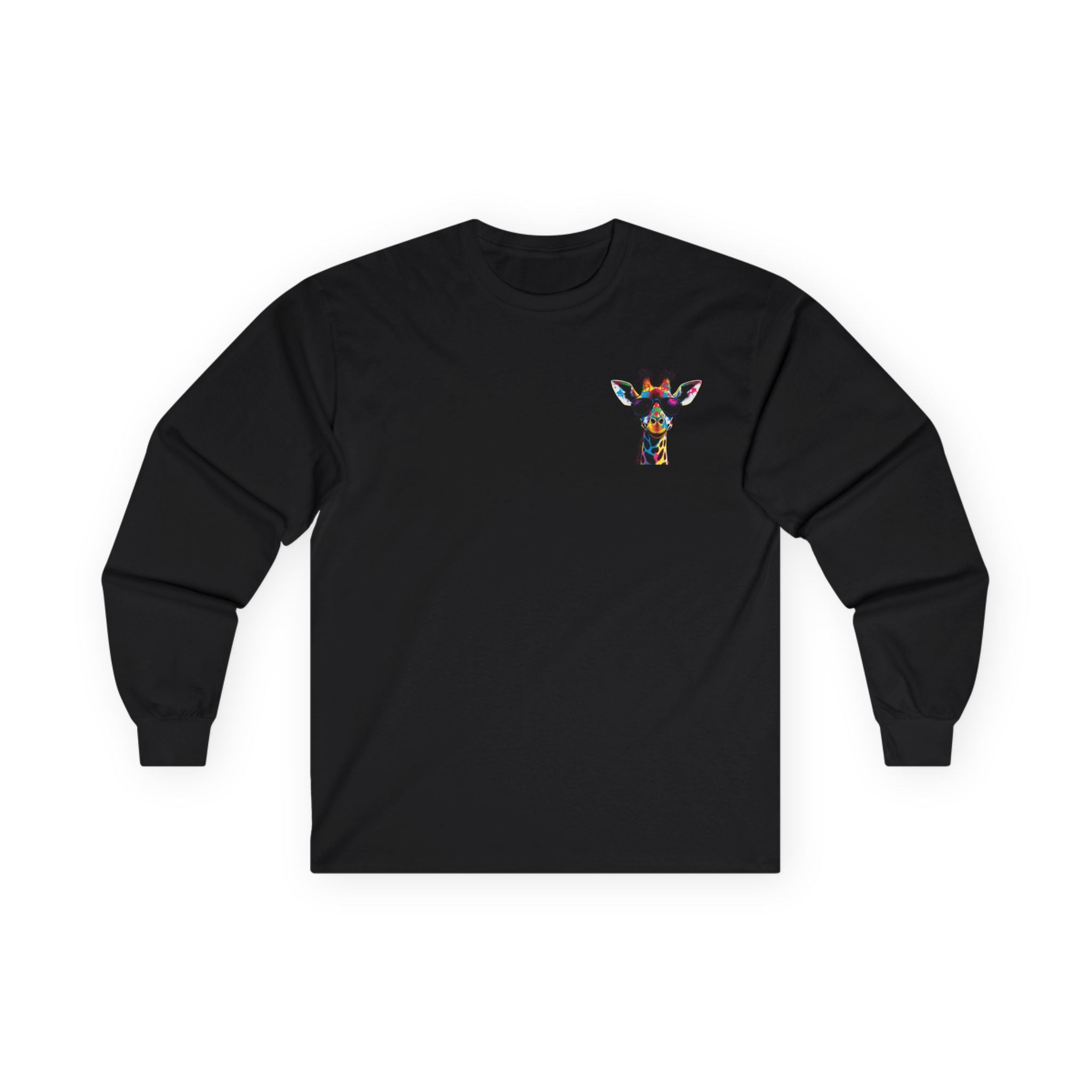 Colorful Giraffe Graphic Long Sleeve Tee for Animal Lovers
